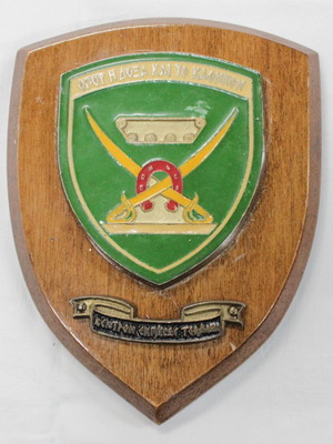 Plaque on wooden base used, Armored Troops Training Center 1980