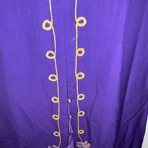 Vintage purple maxi dress 60s/70s with handmade embroidery, custom made