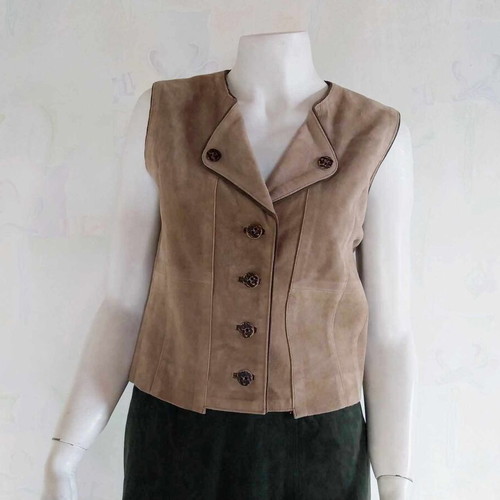 Natural Life Brown Suede Dirndl Vest Size 40 Used