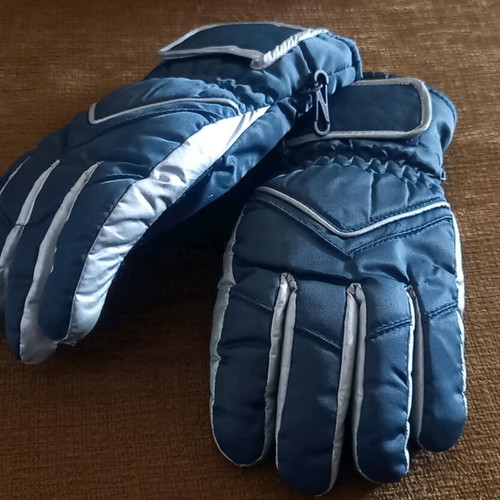 Ski gloves like new, dark blue with silver details
