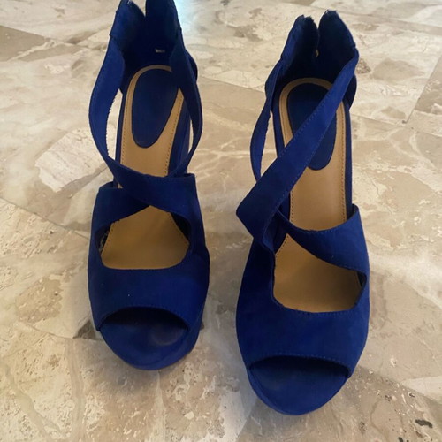 Bershka blue platform shoes used, size 38, heel height 12.5 cm