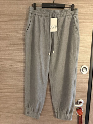 Zara Casual Elastic Pants Large Size Grey new with tag