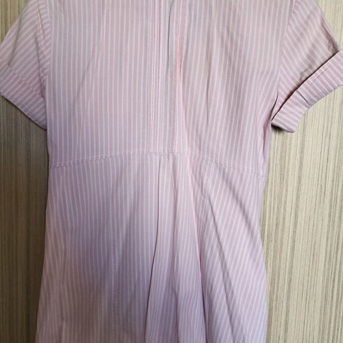 Stradivarius women's short-sleeve shirt striped white-pink like new