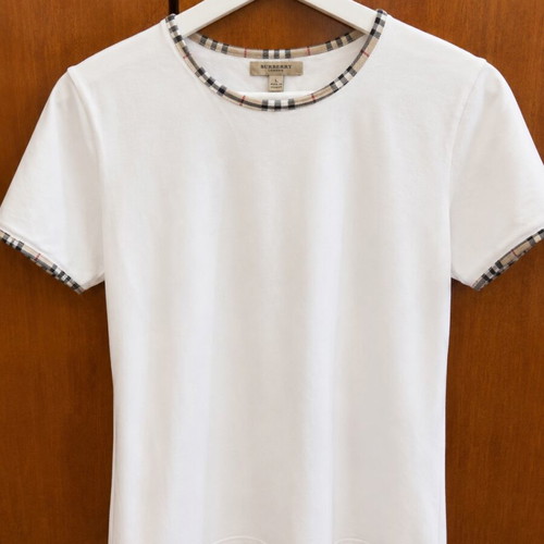 Burberry London white T-shirt with check details, size L