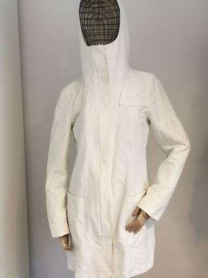 S Max Mara white cotton zip-up hooded coat IT44