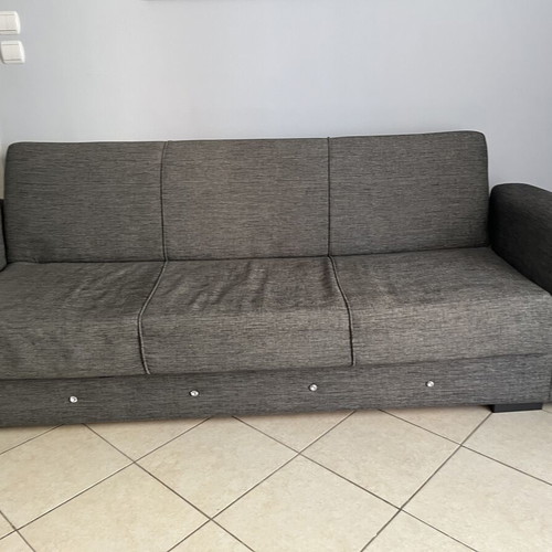 3-seater and 2-seater sofa beds with storage, grey