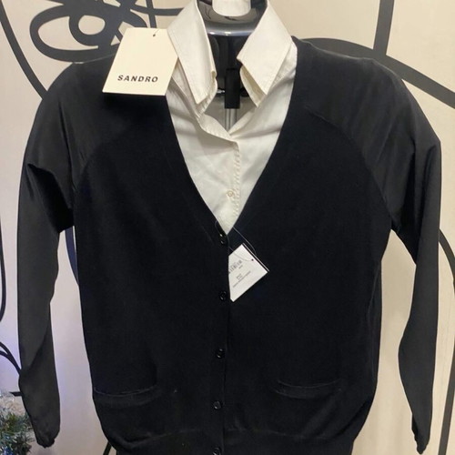 Sandro vest new, classic with 100% silk sleeves, black