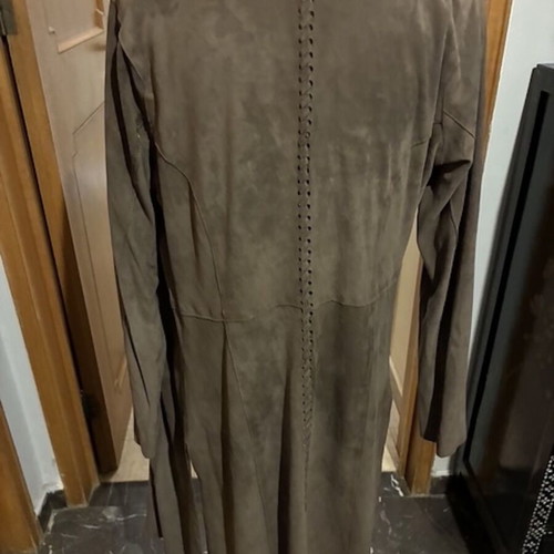 Leather spring jacket long with side slits tan color STE GALERIE BIRKENMEYER like new