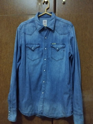 Replay M4860 Western Shirt XL like new, blue denim