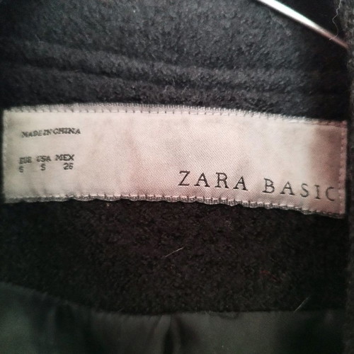 Zara coat used, black, wool blend, mid-length