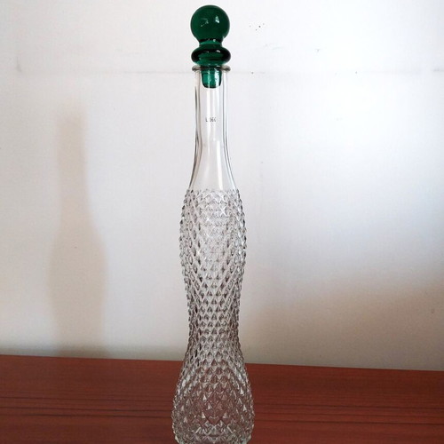 Vintage decanter 39 cm with 2 stoppers, elegant crystal style, like new