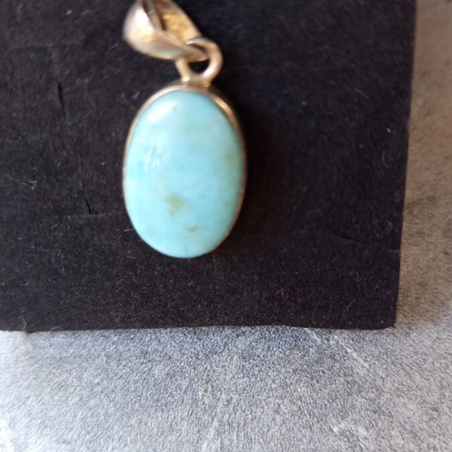 Silver pendant with larimar energy crystal new, turquoise