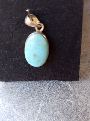 Silver pendant with larimar energy crystal new, turquoise