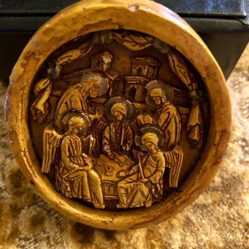 Small embossed image used, theme The Hospitality of Abraham