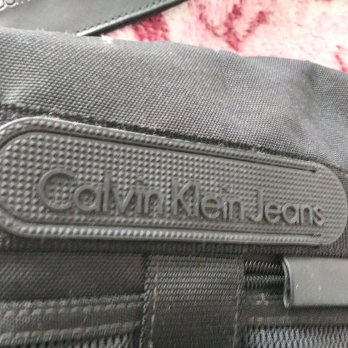 Calvin Klein Jeans shoulder bag used, black, synthetic with leather details
