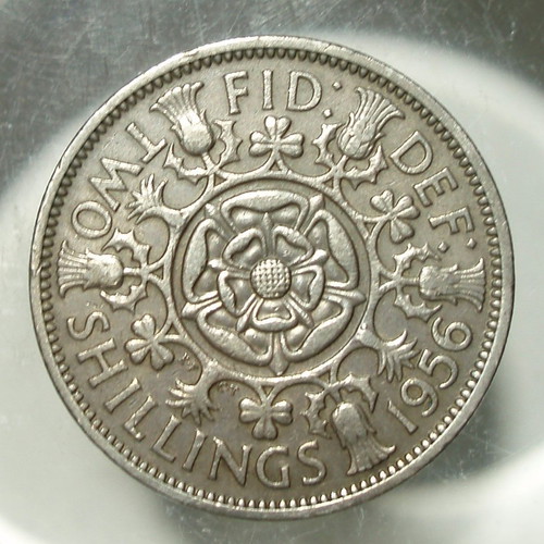 2 Shillings coin used, lot of 4, United Kingdom