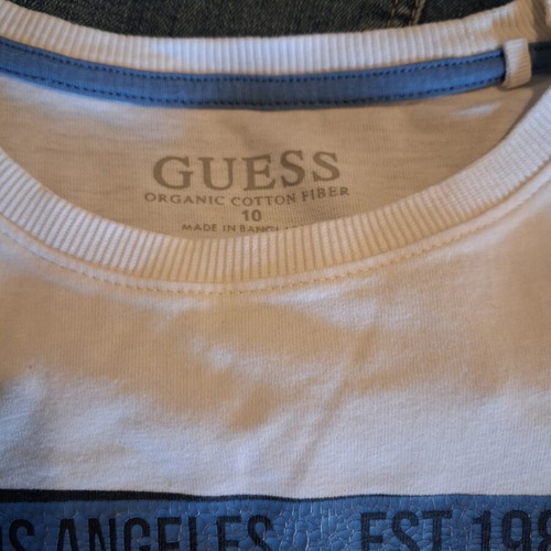 Guess kids long sleeve t shirt like new, size S, white and blue