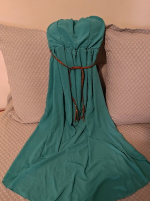 Strapless dress new, short front and long back, green