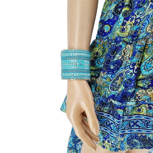 Bracelet cuff type new with silver designs and turquoise details Ble Resort Collection