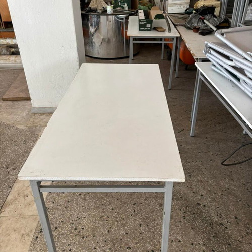 Professional tables used, pack of 70, metal base with wooden PVC top