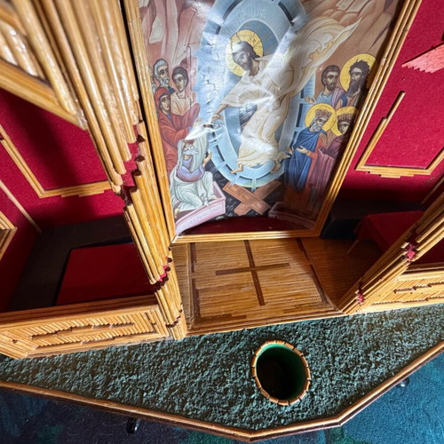 Wooden handmade church used, unique collectible piece