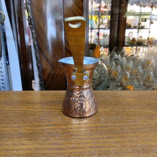 Handmade carved brass briki new with iron handle