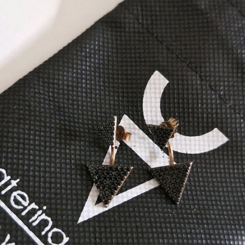 Katerina Vassou earrings silver 925 with black crystals used