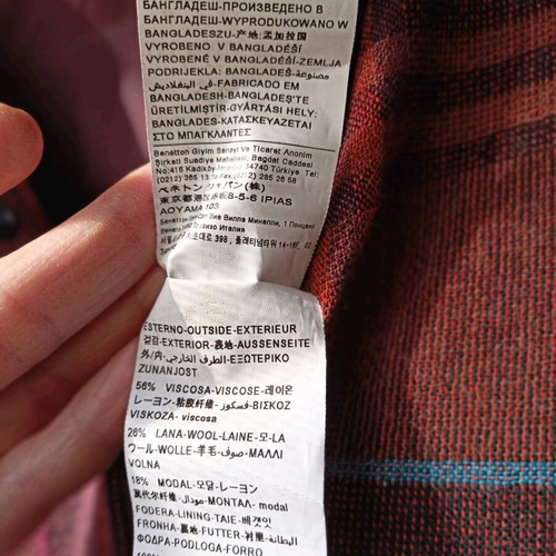 Benetton long dress like new, multicolor check, size M