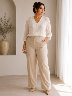 Plus size μπεζ πουκάμισο (3XL)