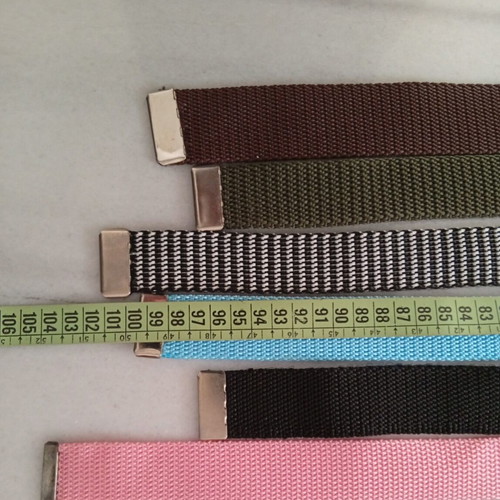 6 Unisex belts with metal buckles, adjustable, multicolor