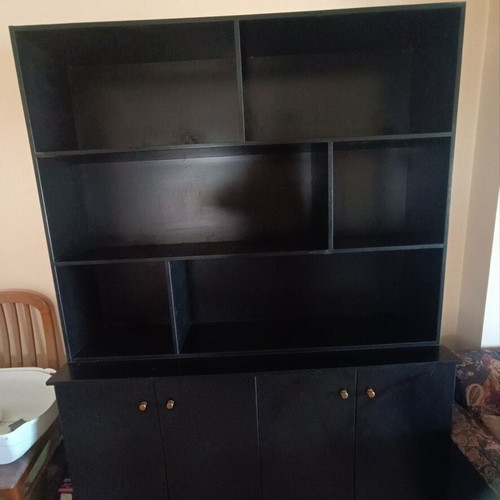 Large black wooden handmade bookcase