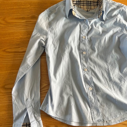 Burberry London women's shirt, vintage baby blue, slim fit