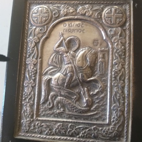Silver icon of Saint George like new, pure 959 silver