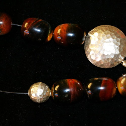 Begleri with genuine Tiger's Eye mineral and solid 925 silver, handmade, INDICO JEWELLS
