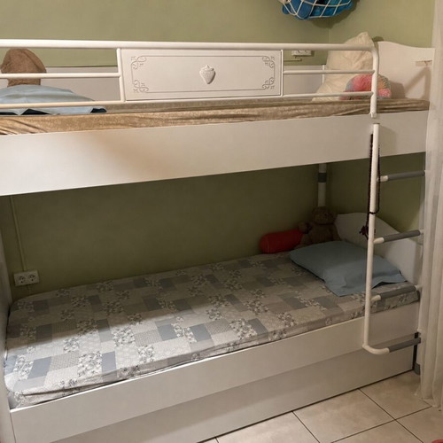 Cilek white children's bunk bed with 2 beds and drawer