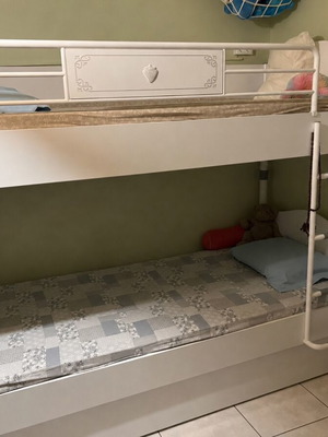 Cilek white children's bunk bed with 2 beds and drawer