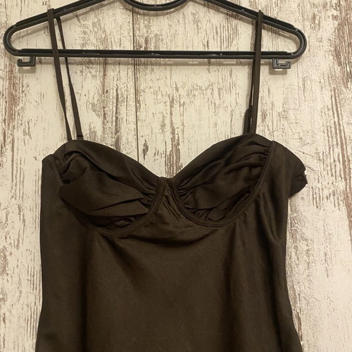 Brown Satin Mini Dress AiiRZ like new, fits S-M