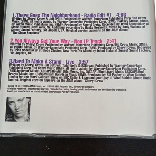 Sheryl Crow There Goes The Neighborhood CD single like new