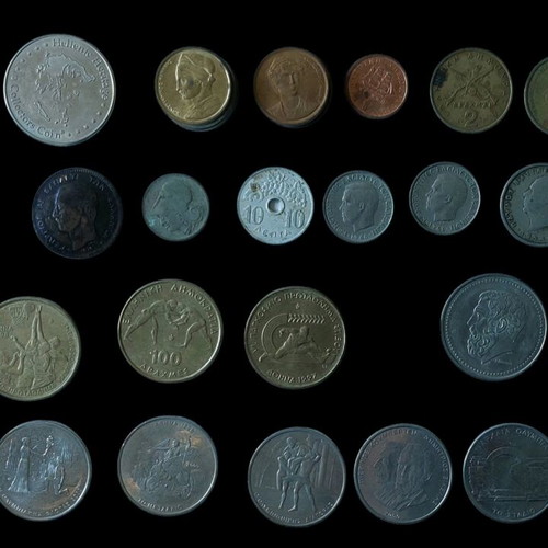 Greek coins used, complete set