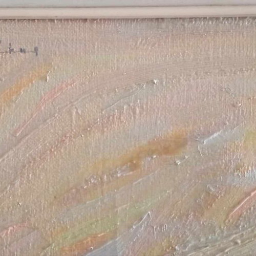 Oil painting on canvas Nikos Koukakis used with vintage frame