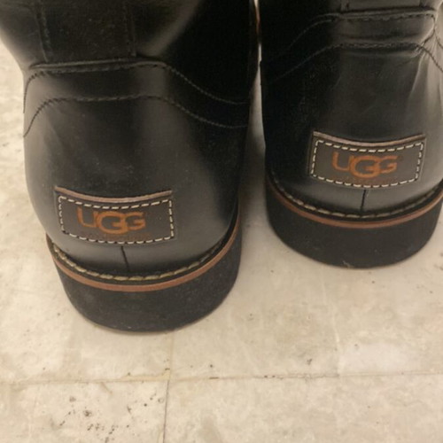 Ugg men's black leather boots like new mid-calf