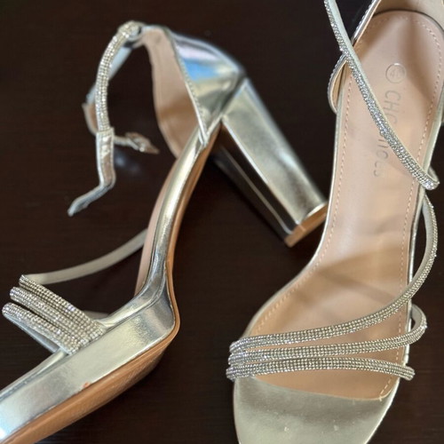 CHC Shoes Silver Sandals with Strass Size 40 Like New