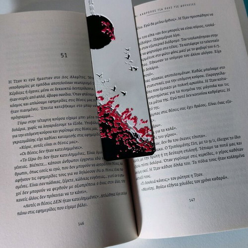 3D Printed Hueforge Japan Red Blossoms Bookmarks new