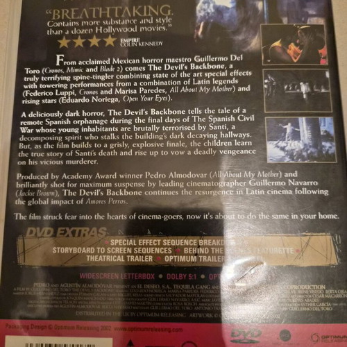 The Devil's Backbone DVD used, thriller with subtitles