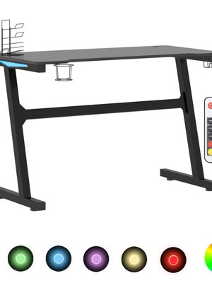 vidaXL Γραφείο Gaming με LED Μαύρο 110 x 60 x 75 εκ. σε Σχήμα Ζ