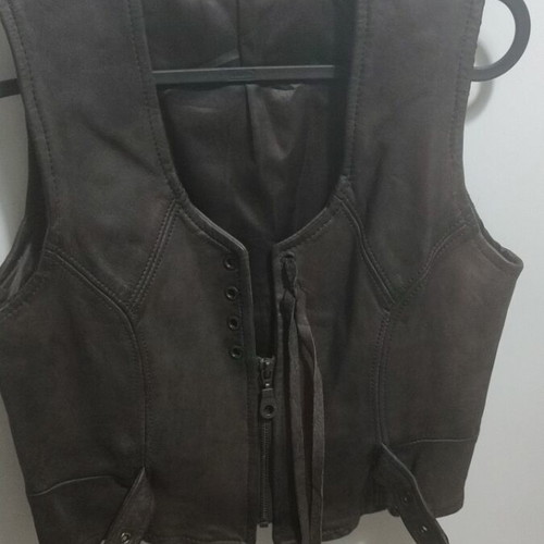 Newton vintage leather vest, size S, brown