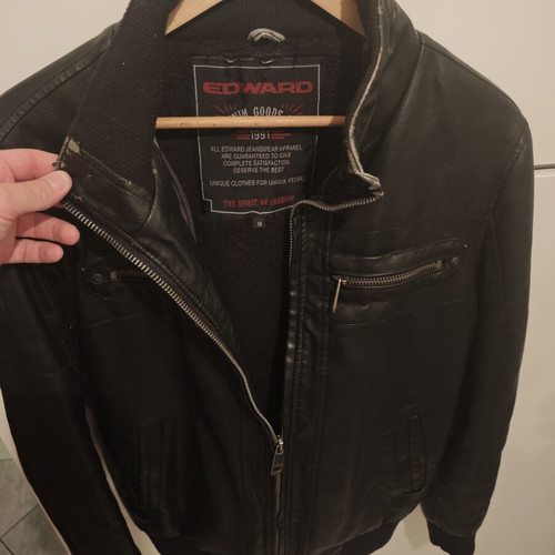 Edward Jeans men's faux leather jacket M used, black
