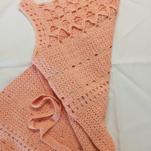 Handmade dress used, coral, cotton, size S
