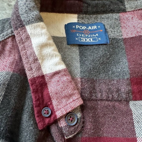 Pop Air men's checkered shirt 3XL like new, white and red
