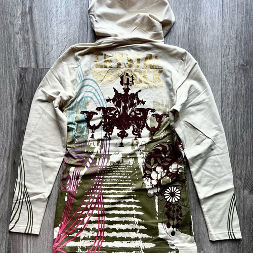 Women's Crystal Rock by Christian Audigier Hoodie Sweatshirt New with Zipper